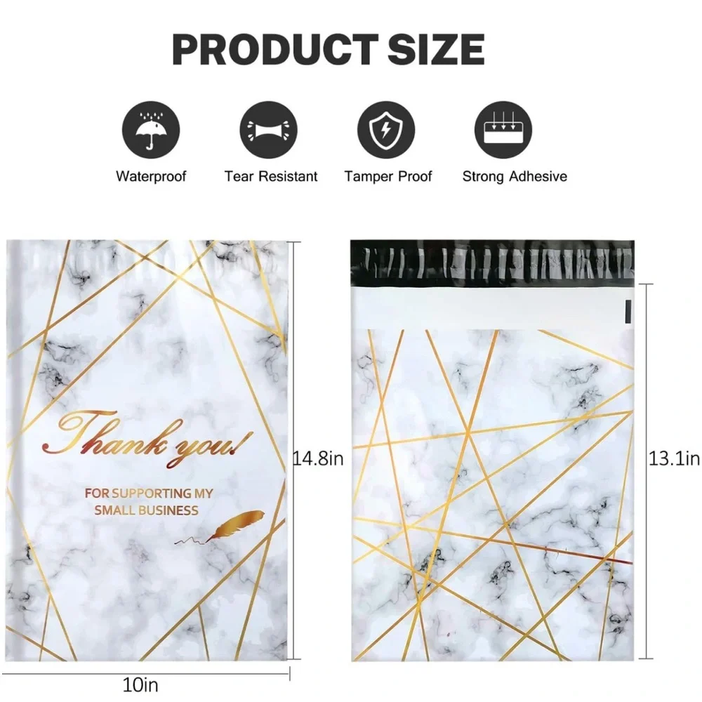 25 10X13 Poly Mailers Thank You Marble Shipping Envelopes Bags PRICE IS FIRM - Picture 10 of 11